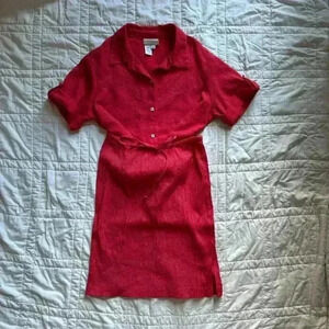 Coldwater creek women's red crepe shirt and skirt set small lightly checkered